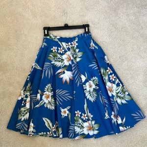 Hawaiian print mid length skirt